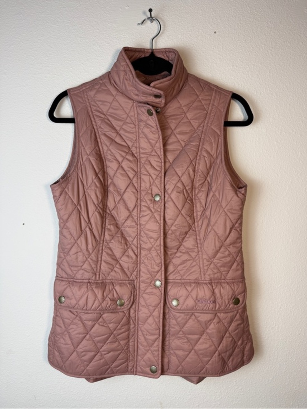 BARBOUR Otterburn Gilet Quilted Vest Women USA 6 UK 10 Pink Rose Lightweight New